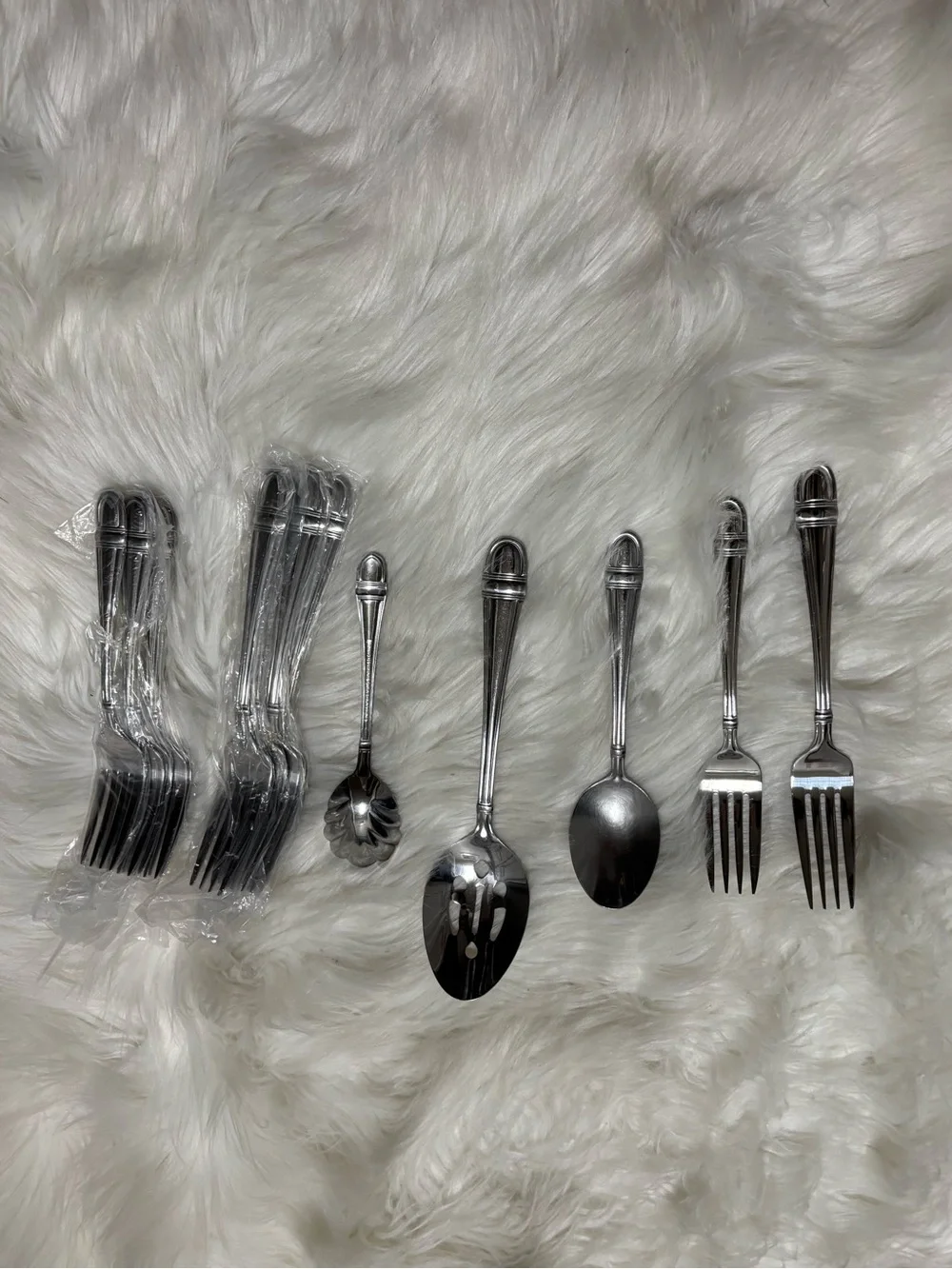Classic Stainless Steel Silver Flatware Parcial Set - 6 Salad Fork 6‎ Steak Fork
